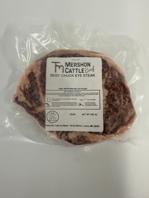 Vacuum-sealed package of one Chuck Eye Steak