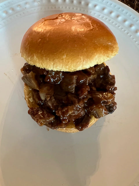 BBQ Beef Sandwich on a White Plate