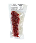 Beef Denver steak in a vacuum-sealed package with Mershon Cattle Co. branding on a white background.