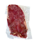 Vacuum-sealed raw meat on a white background