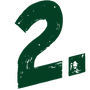 Green number '2' with a small figure on a white background